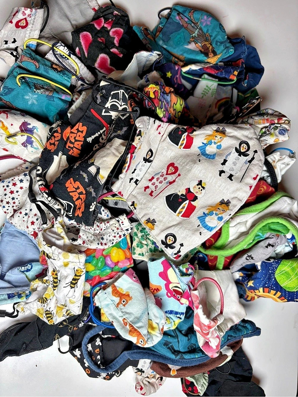 Assorted Kids & Adults Handmade Cloth Face Masks Multi x 60